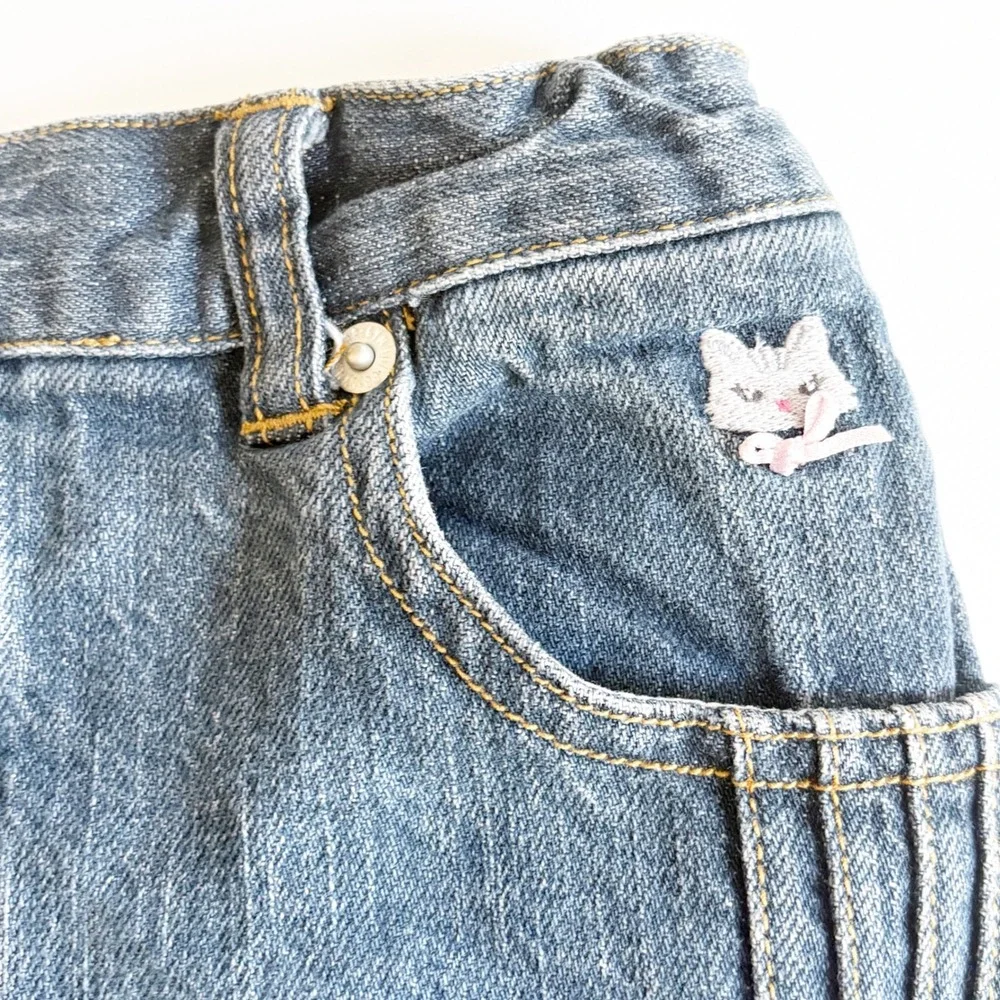 Gymboree Girls Y2K Vintage Denim Ruffle Kitten Coquette Jean Skort Size 4